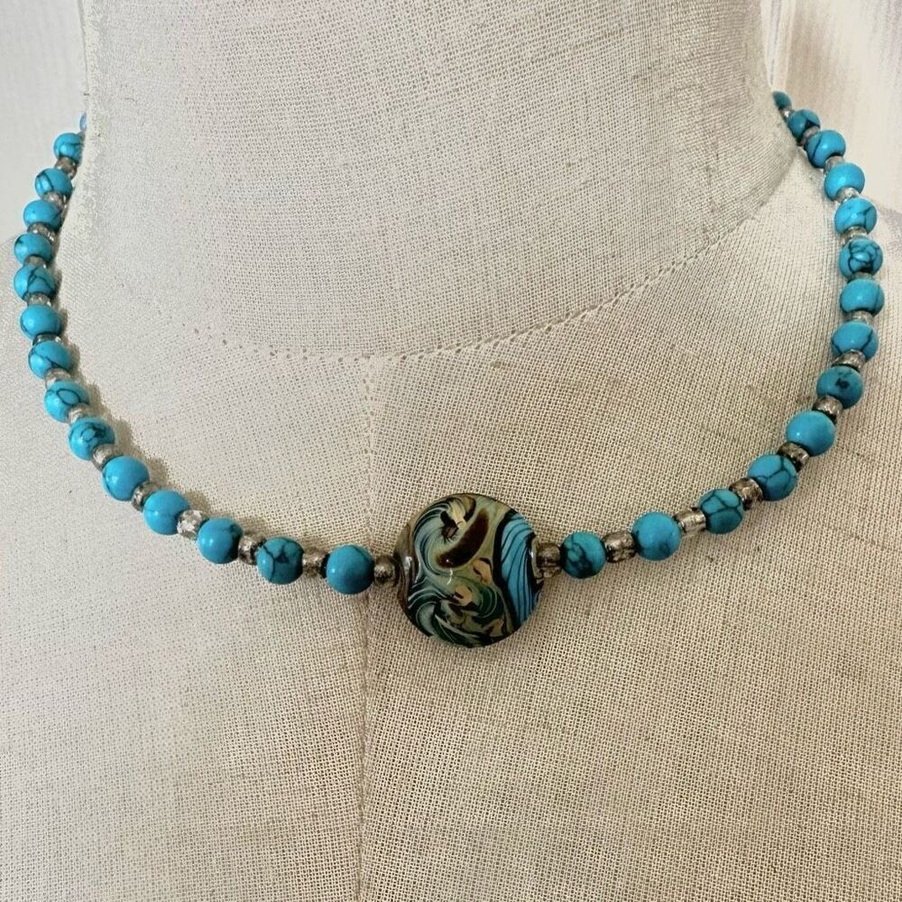 Blue beaded necklace